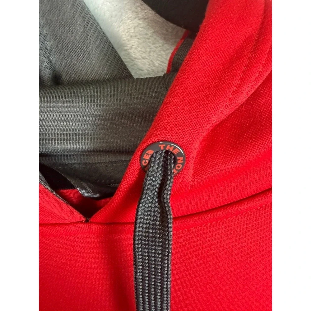 THE NORTH FACE Hoodie Mens XL Red Black Logo Pullover Fleece Pocket